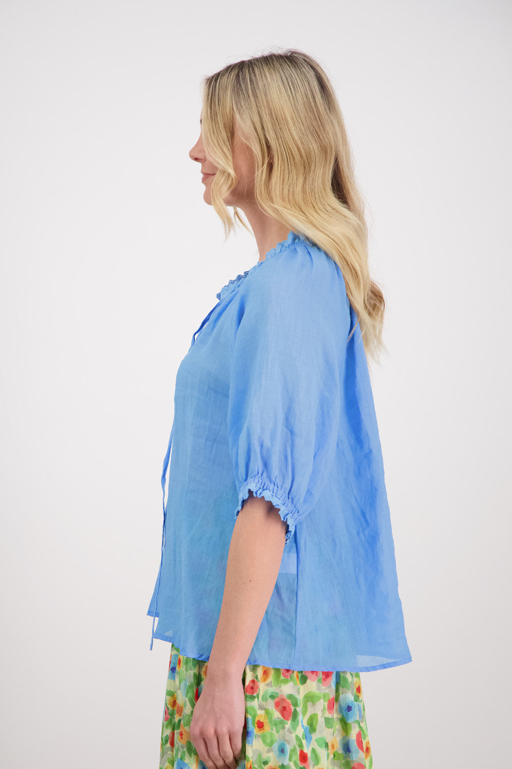 Percy Sky Blue Ramie Top