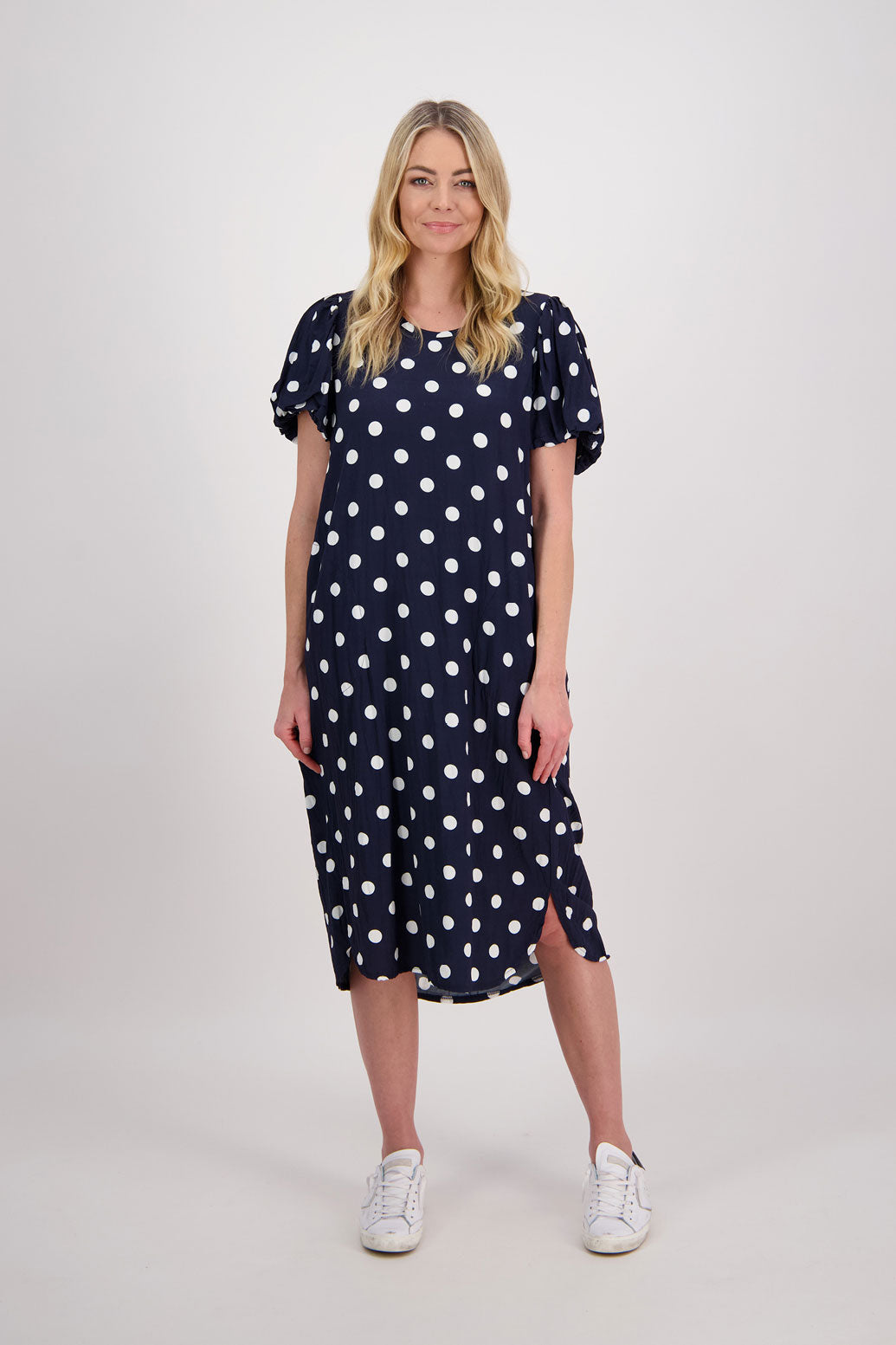 Petra Puff Sleeve Mid Dress - Ink Spot