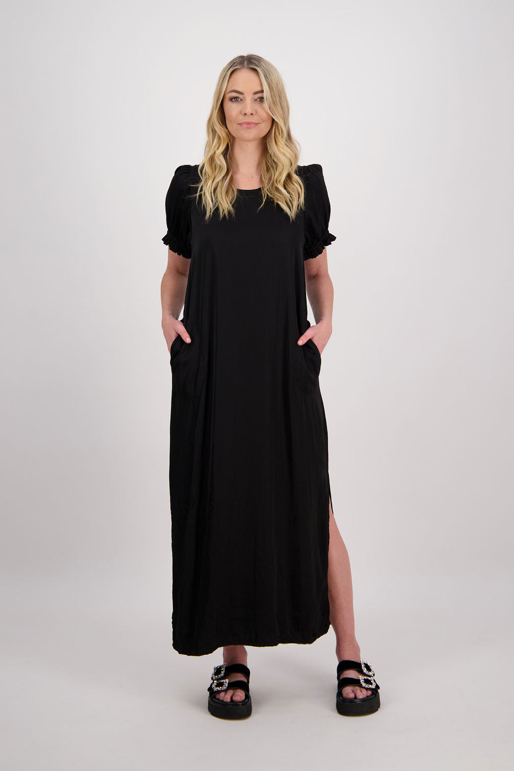 Petunia Maxi Dress with Side Splits - Black