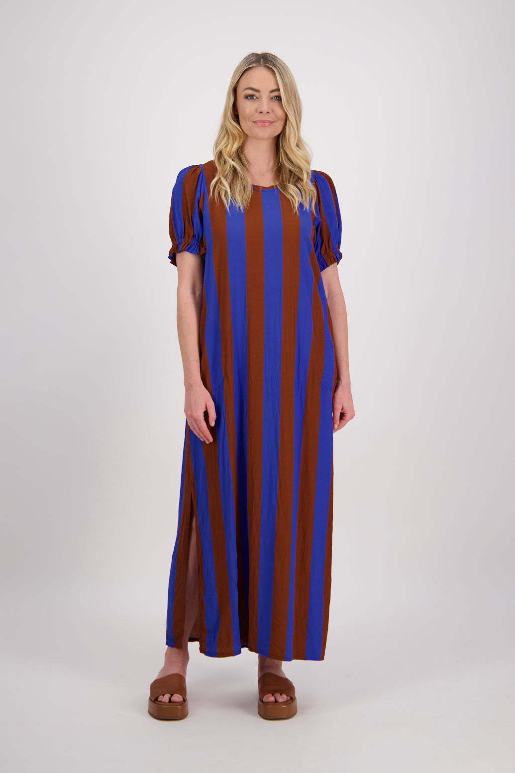 Petunia Tan/Blue Stripe Dress