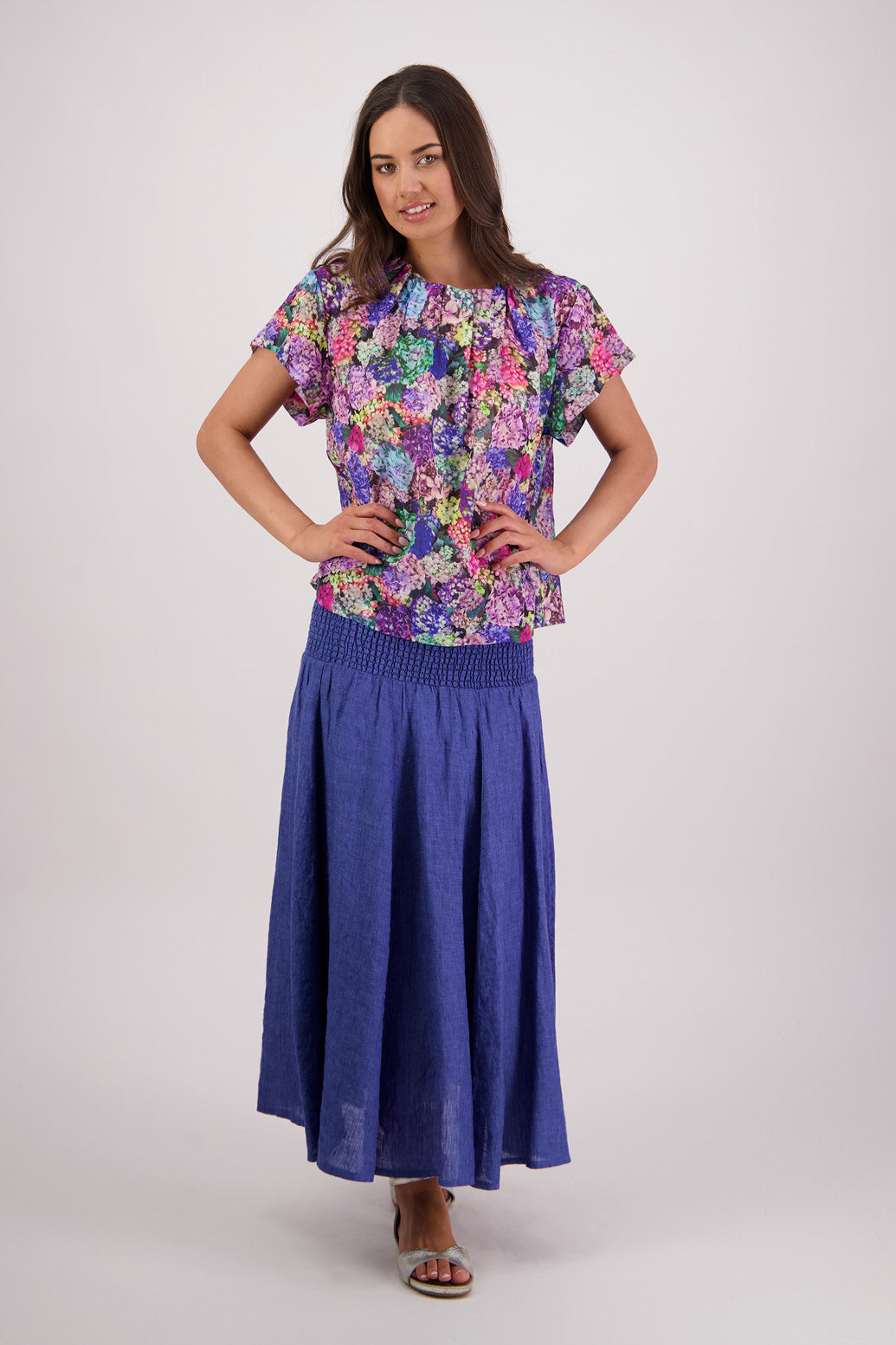 Pandora Blue Linen Skirt