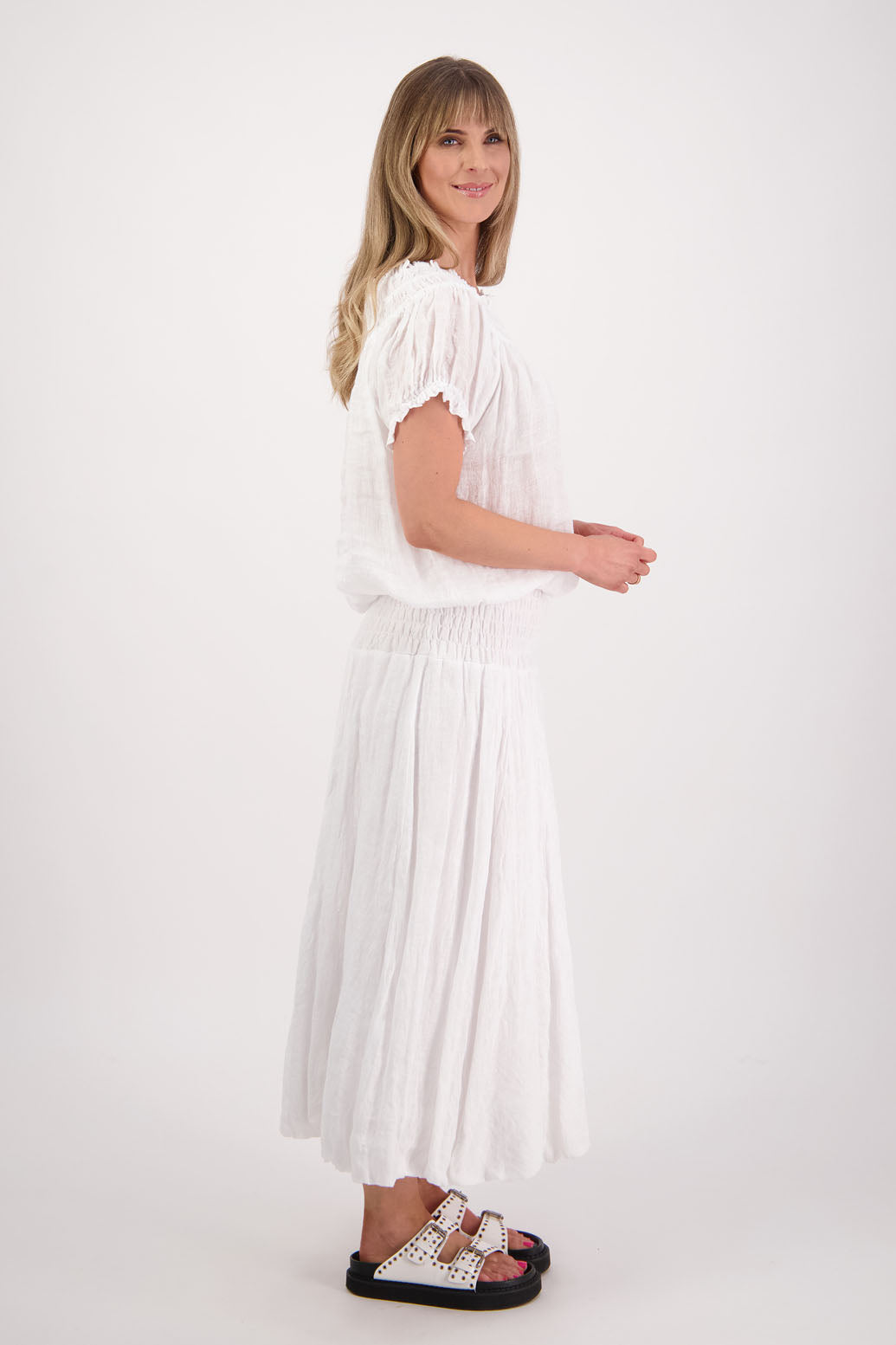 Polly White Linen Top