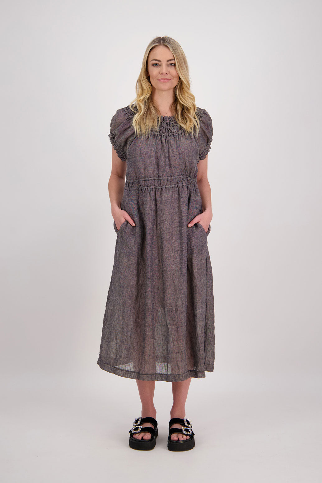 Pollyanna Linen Gauze Maxi Dress - Ink