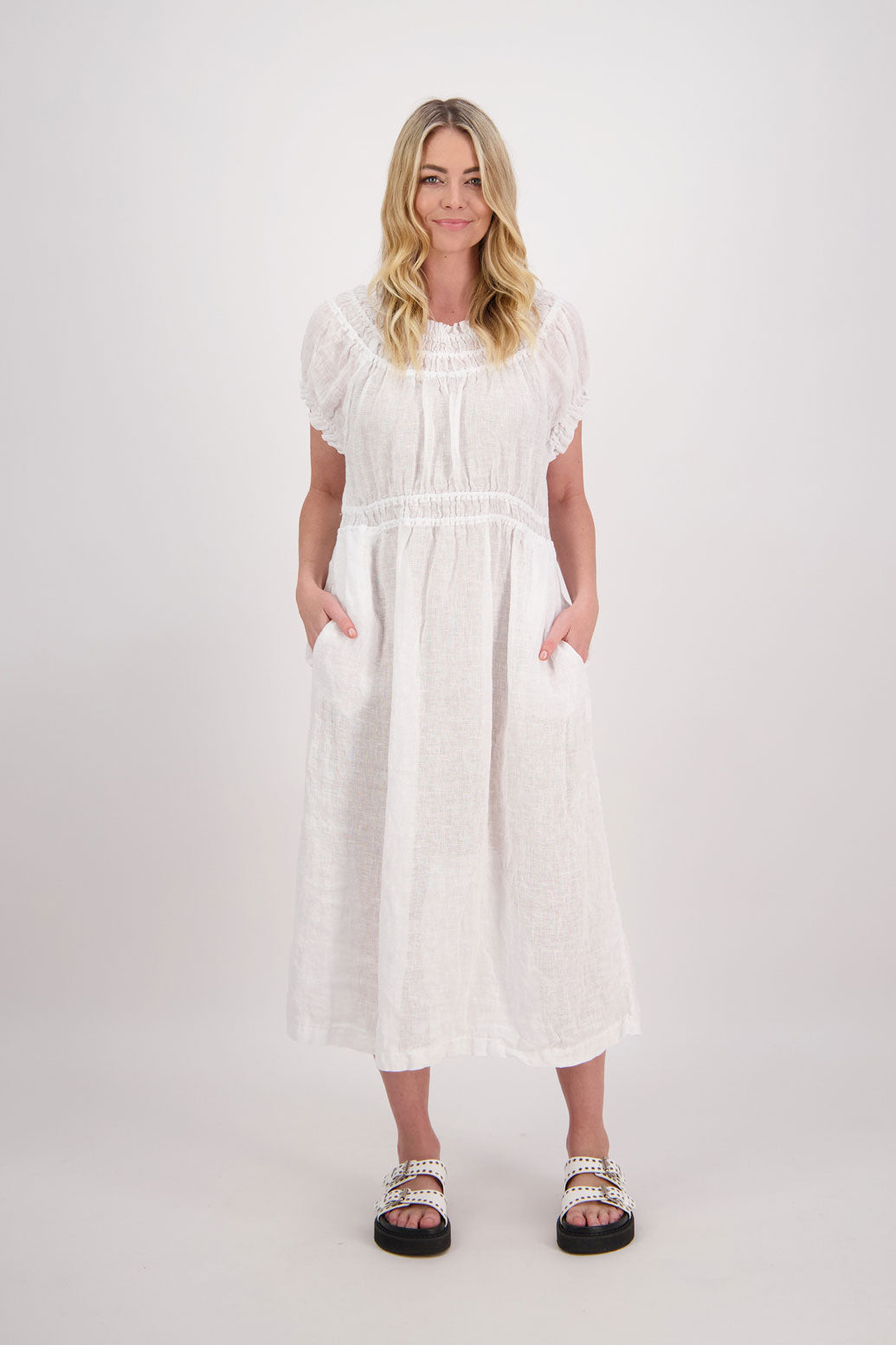 Pollyanna Linen Gauze Maxi Dress - White