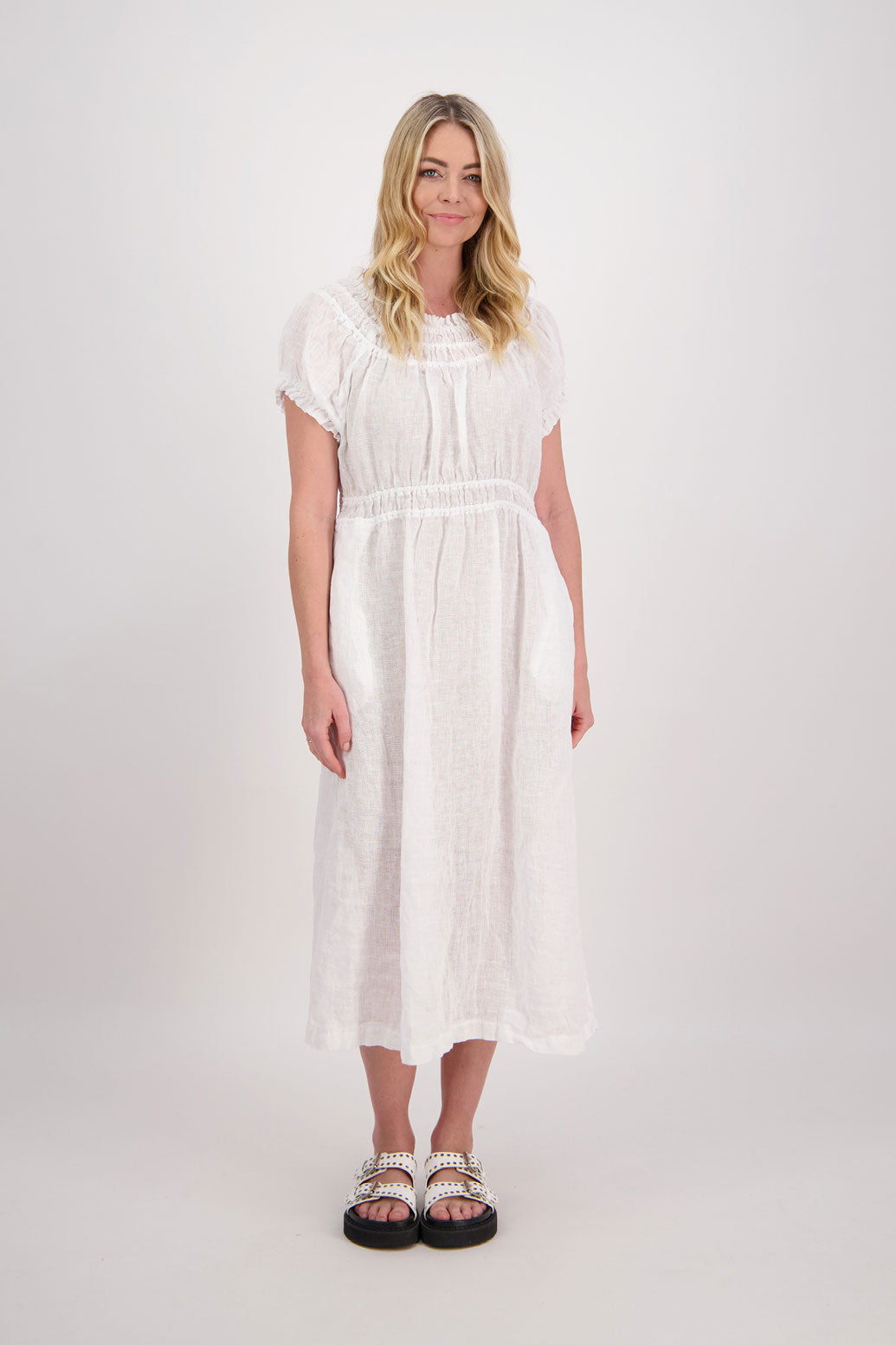 Pollyanna Linen Gauze Maxi Dress - White