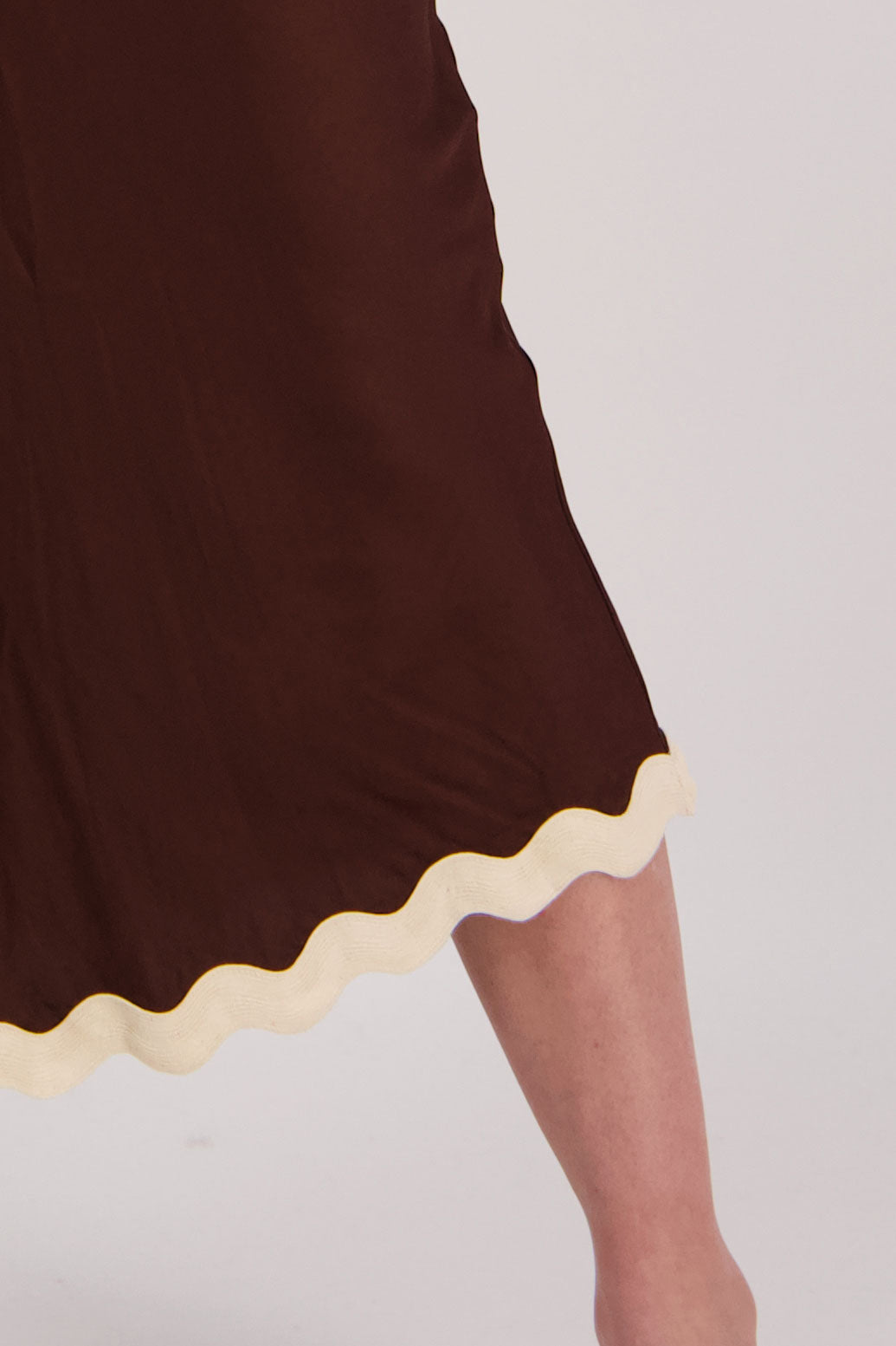 Poppy Bias Cut Rikrak Skirt - Chocolate