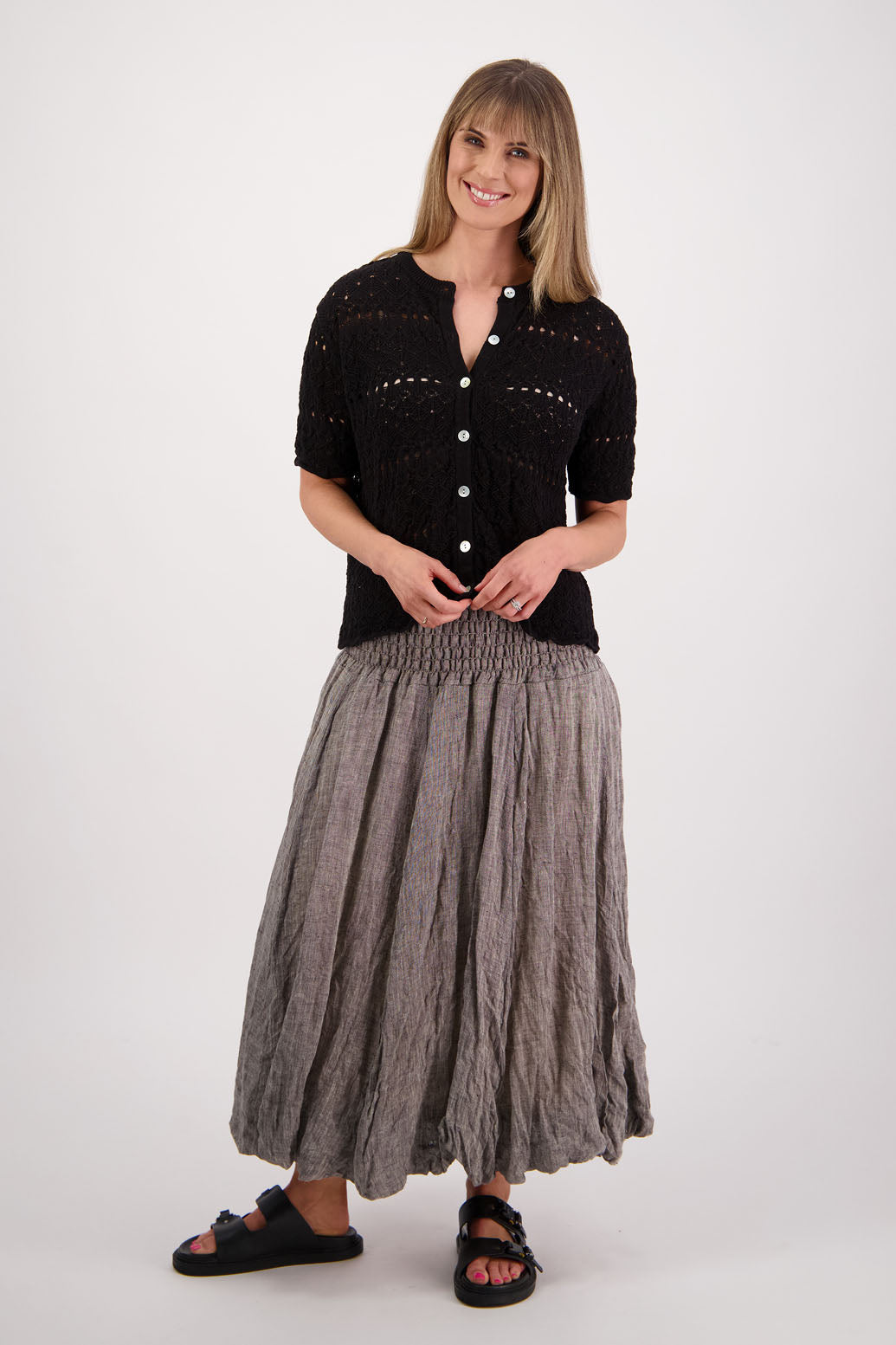 Sarah Ink Linen Gauze Skirt