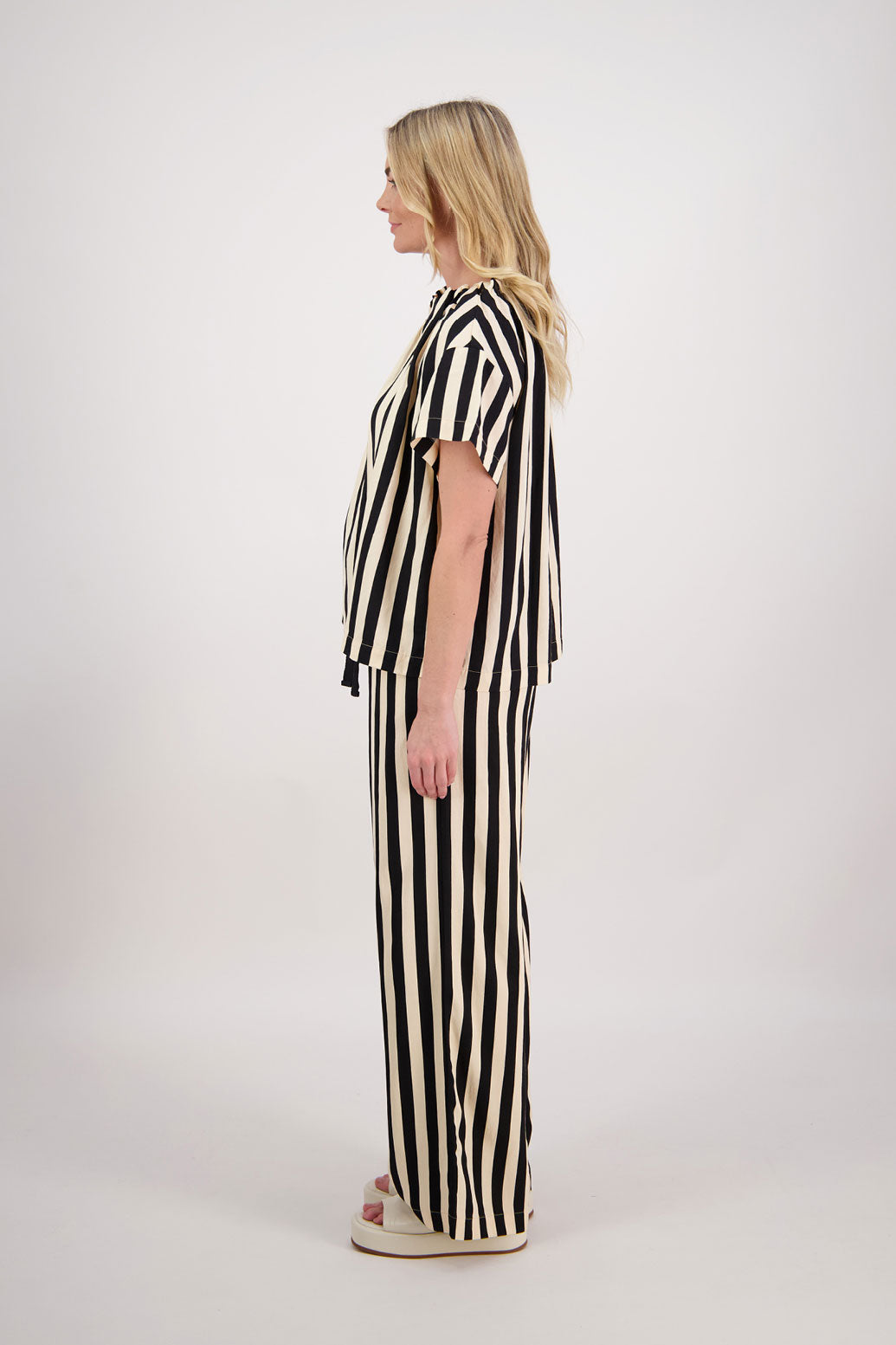 Prince Wide Leg Pant - Black/Vanilla Stripe