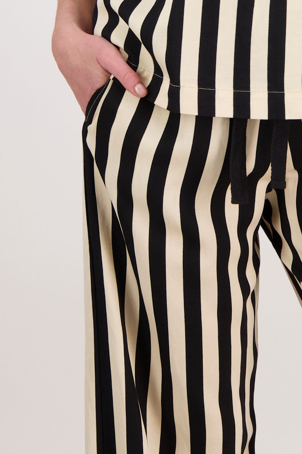 Prince Wide Leg Pant - Black/Vanilla Stripe