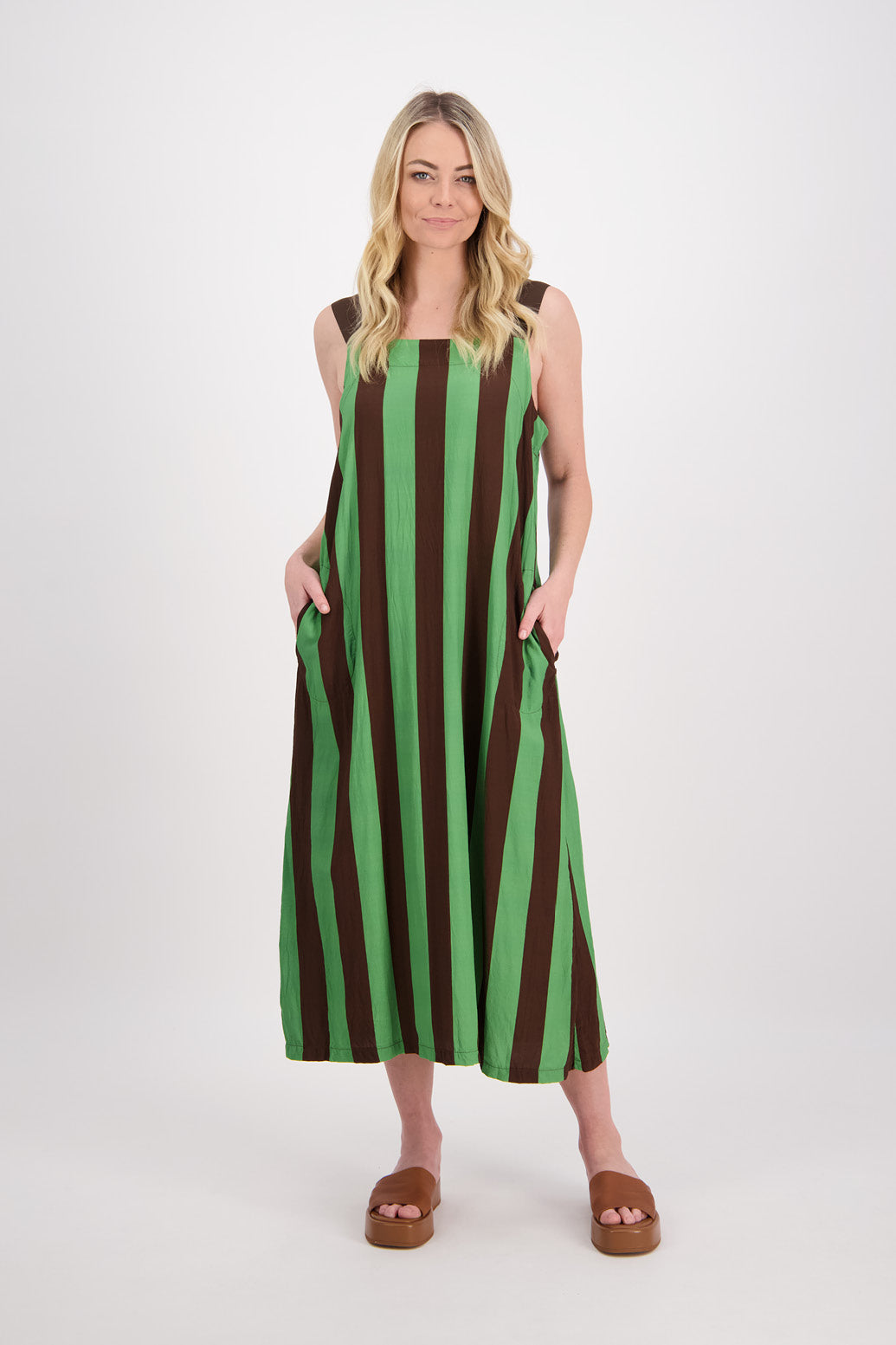 Prue Choc/Green Stripe Dress