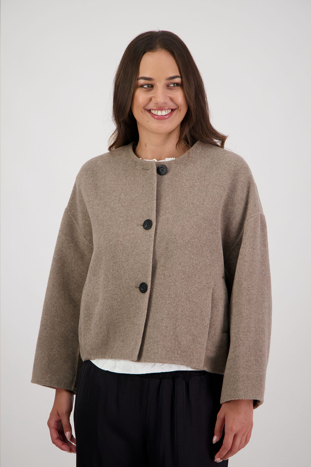 Renee Taupe Wool Blend Jacket, Briarwood NZ