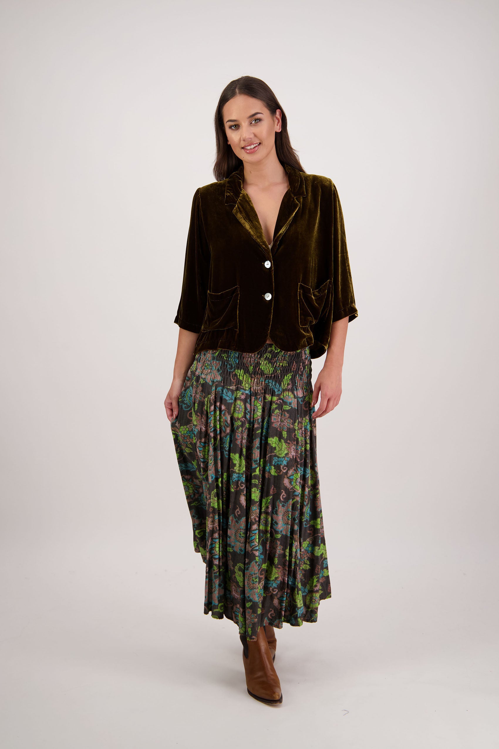 Hawthorn Brown Floral Skirt