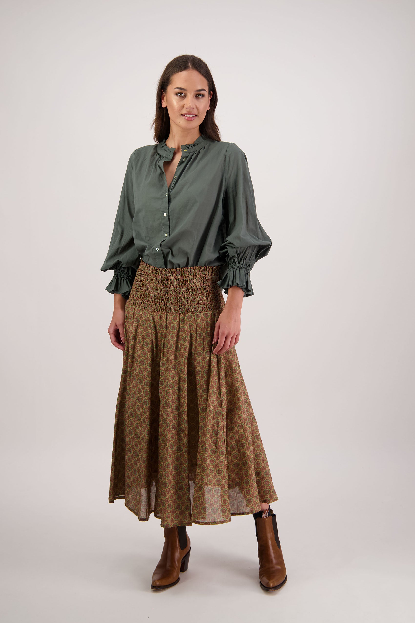 Hazelle Camel Tile Skirt