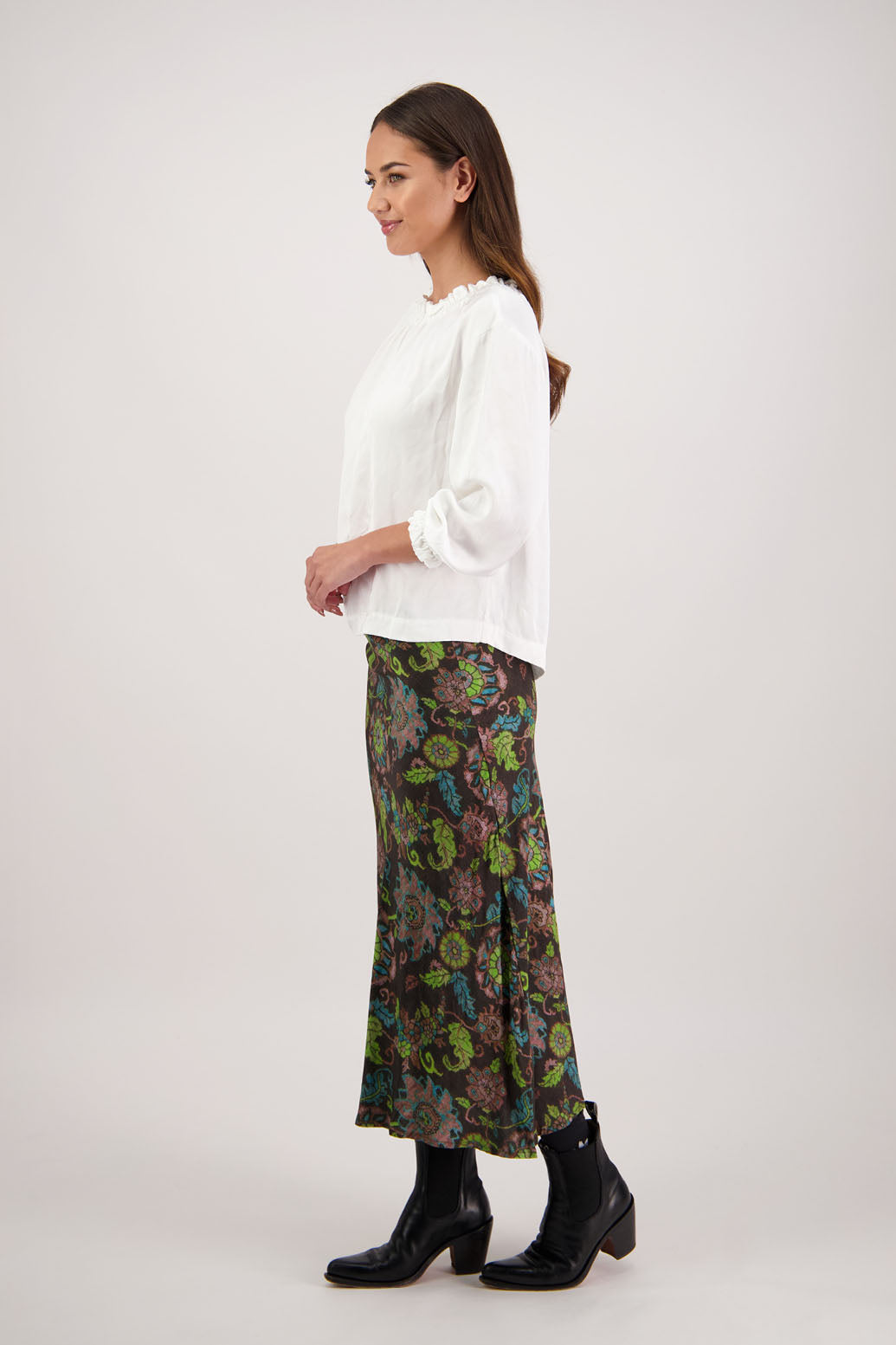 Rosa Brown Floral Skirt