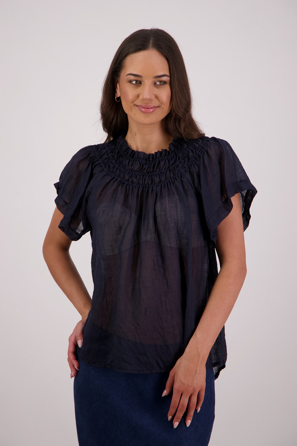 Briarwood Sally Top in Ink, 100% Ramie.