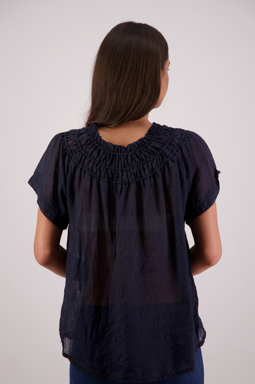 Back view Briarwood Sally Top in Ink.