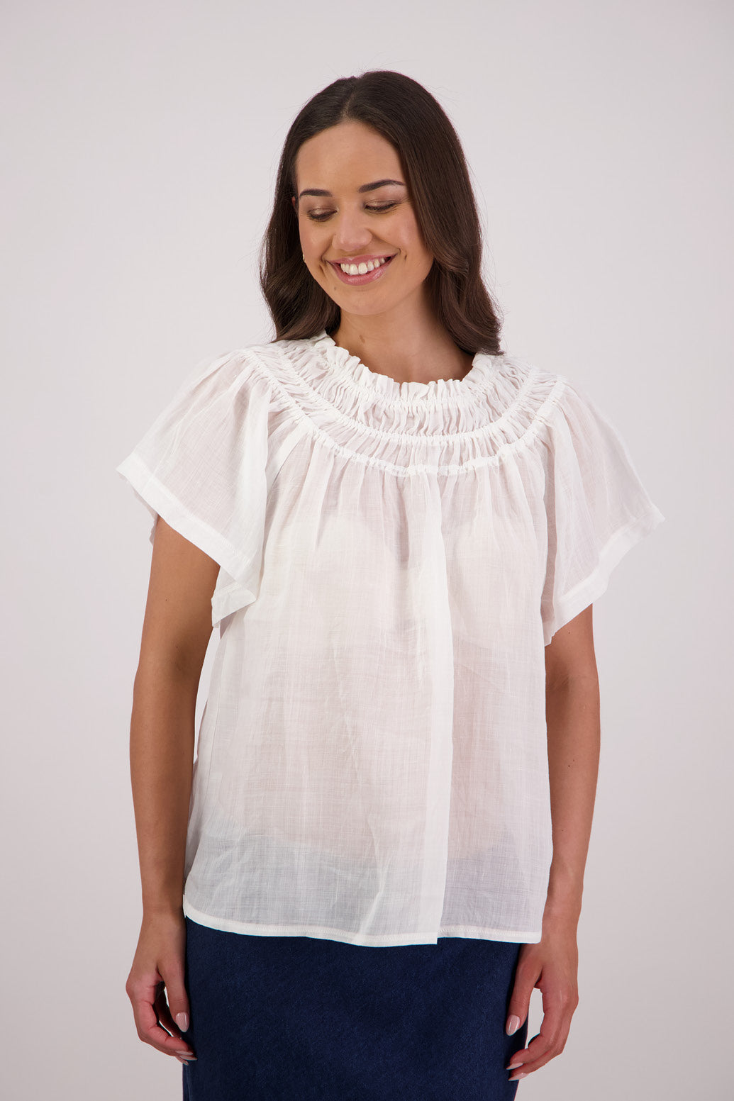 Briarwood Sally Top in White, 100% Ramie.