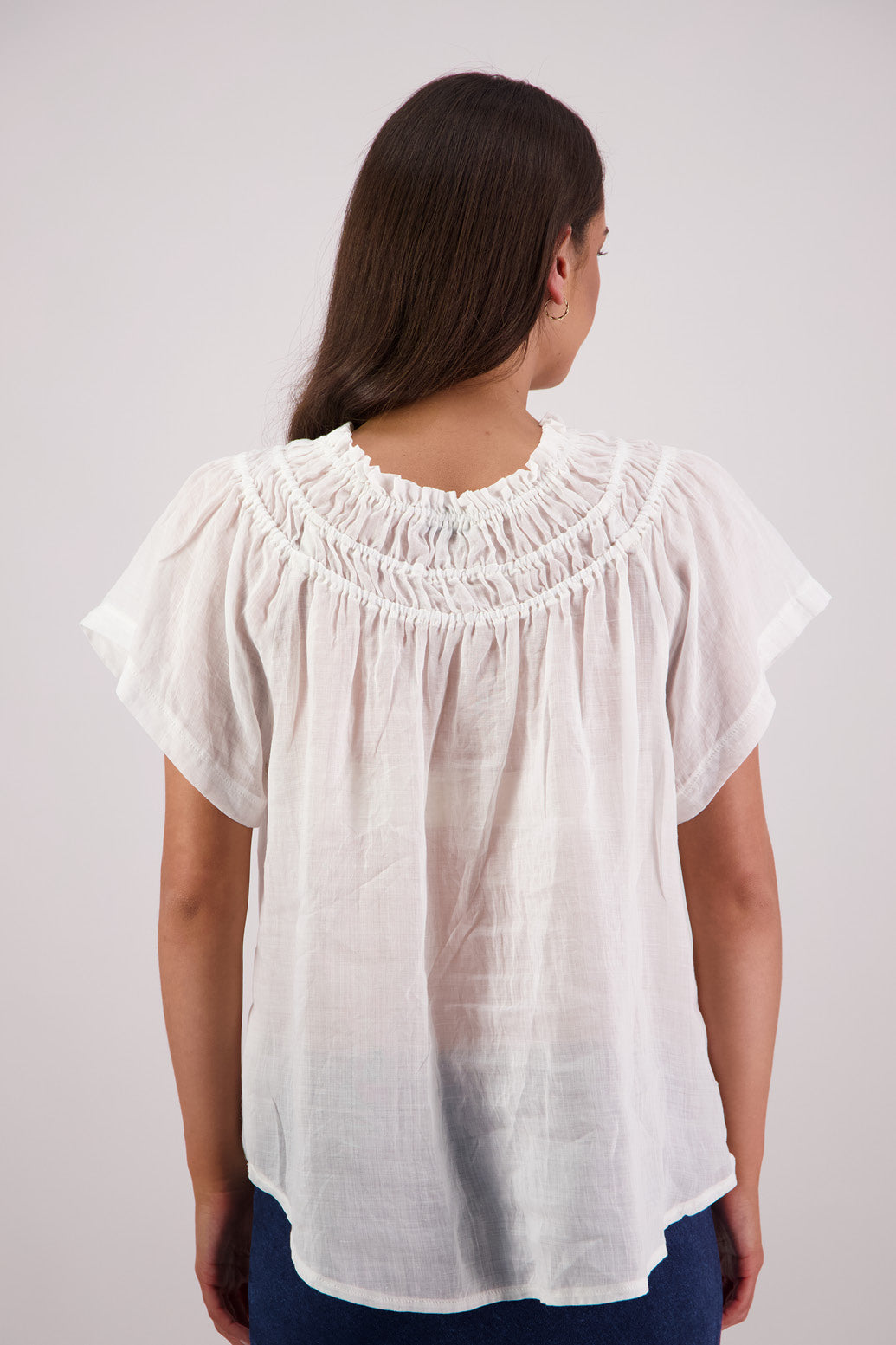 Back view Briarwood Sally Top in White.