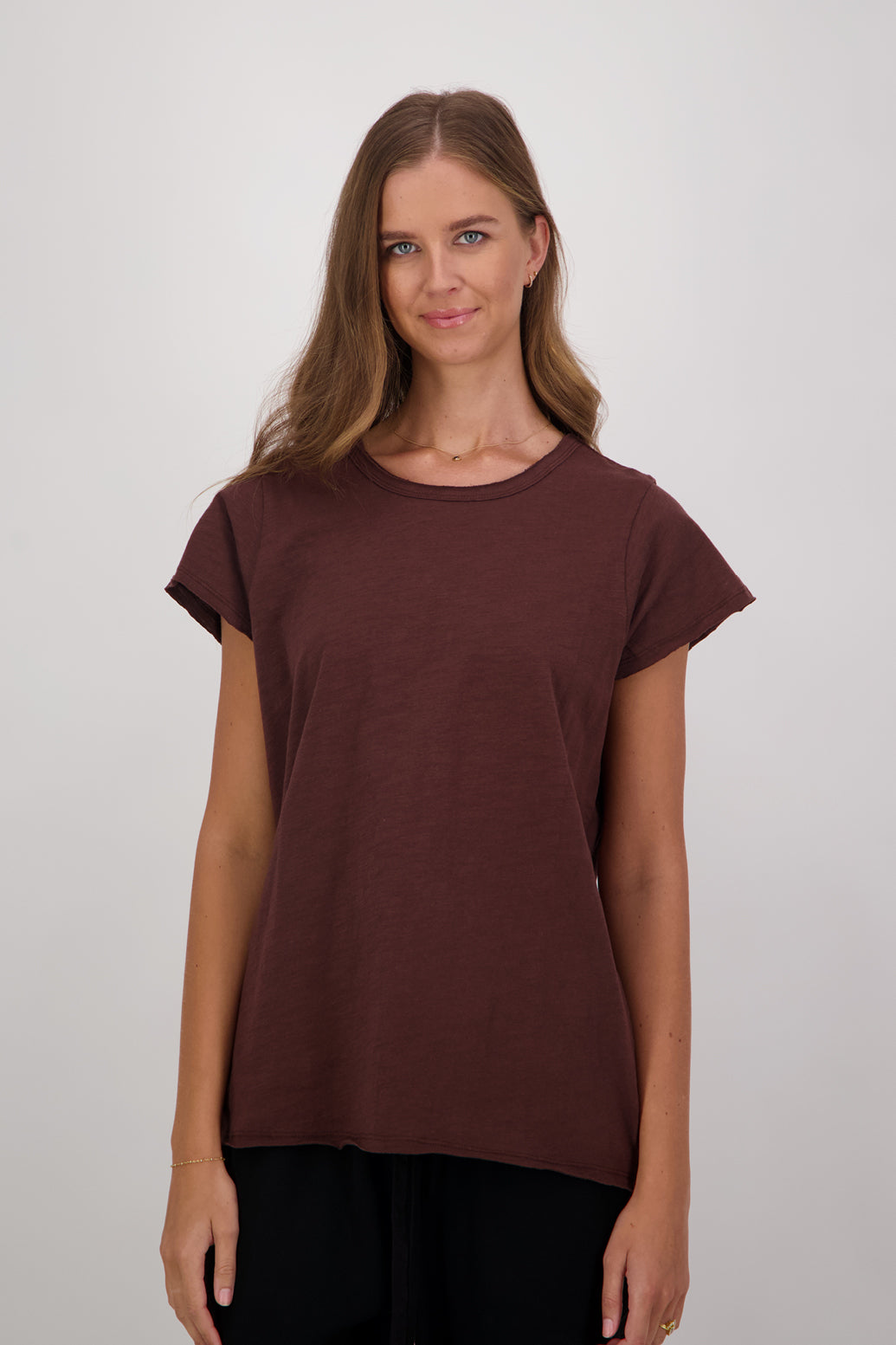 Salma 100% Cotton Short Sleeve T-Shirt - Chocolate