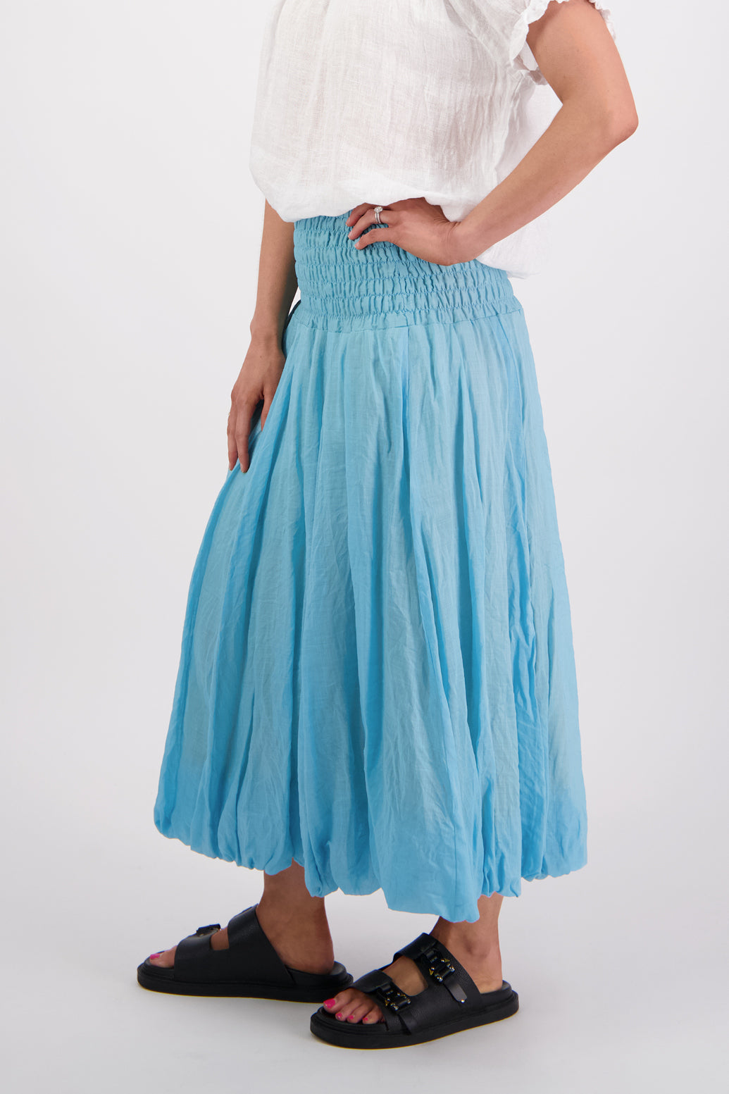 Sarah Aqua Ramie Skirt