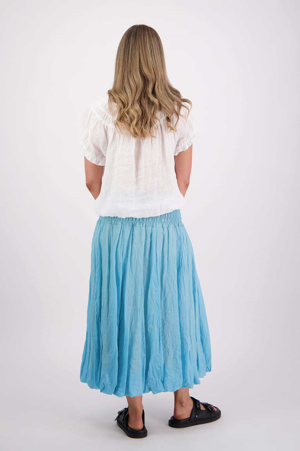 Sarah Aqua Ramie Skirt