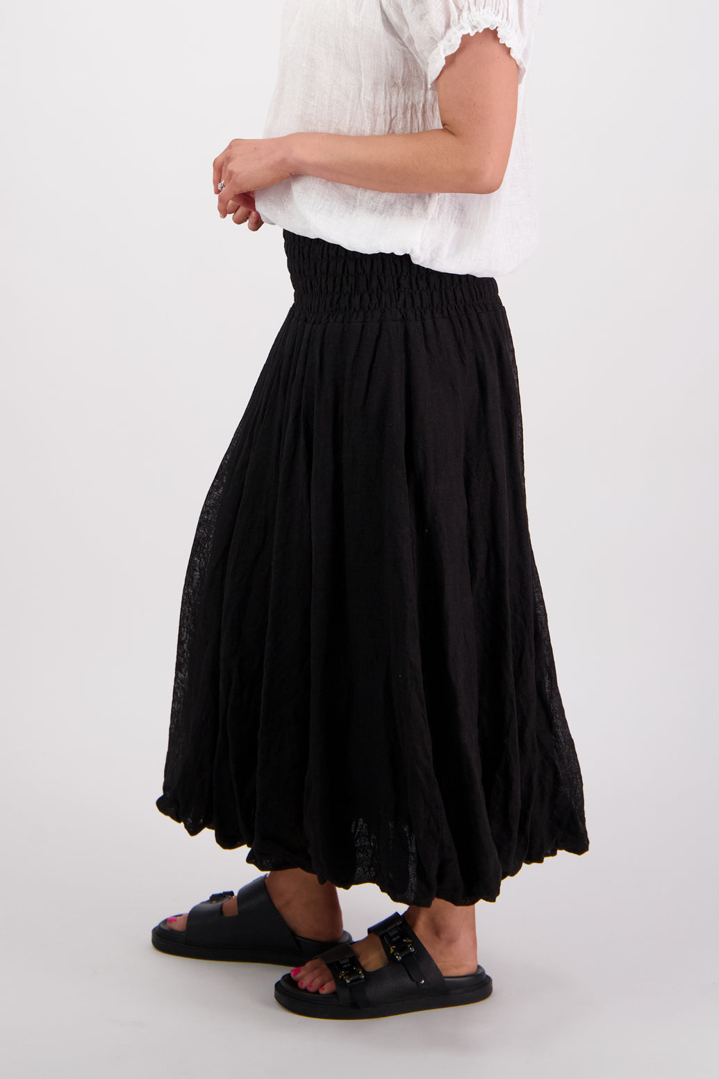 Sarah Black Linen Gauze Skirt