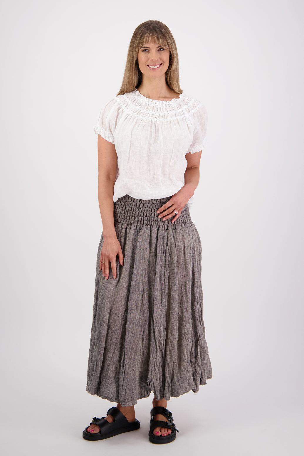 Sarah Ink Linen Gauze Skirt