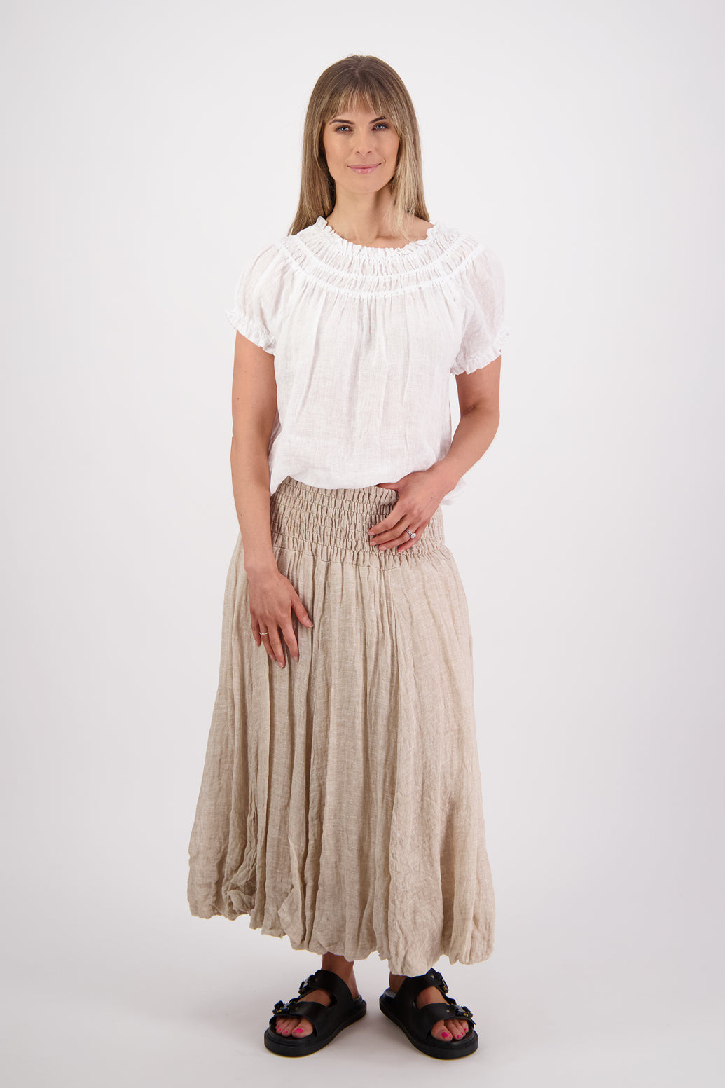 Sarah Natural Linen Gauze Skirt