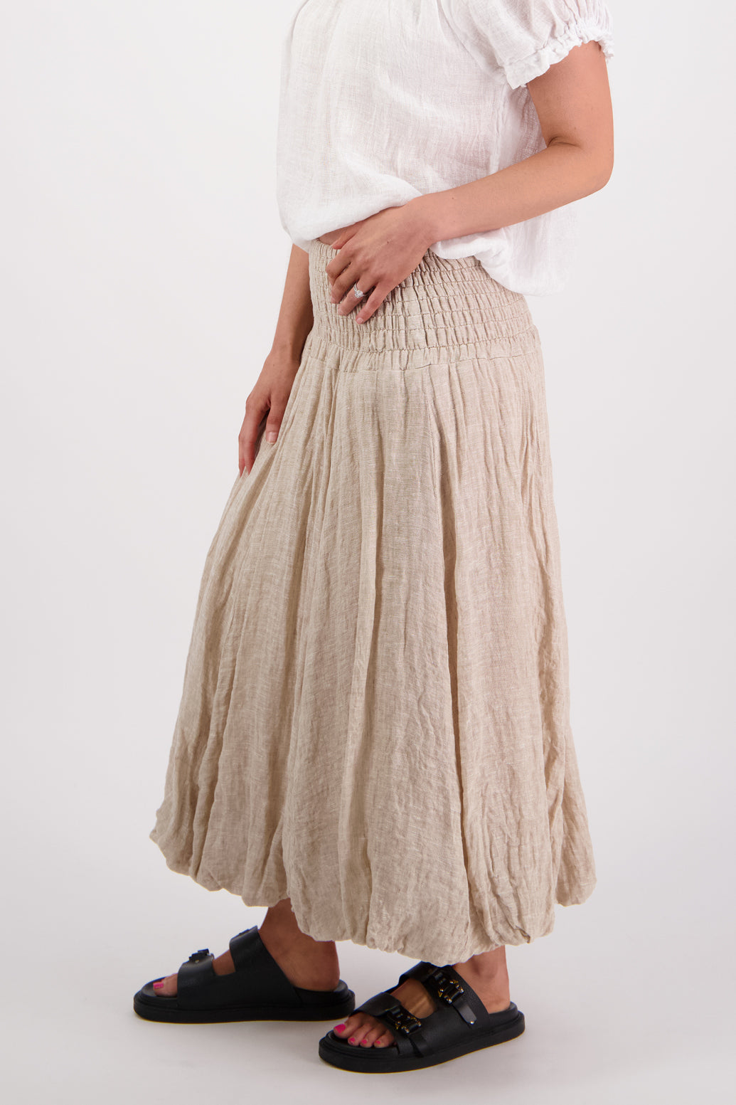 Sarah Natural Linen Gauze Skirt