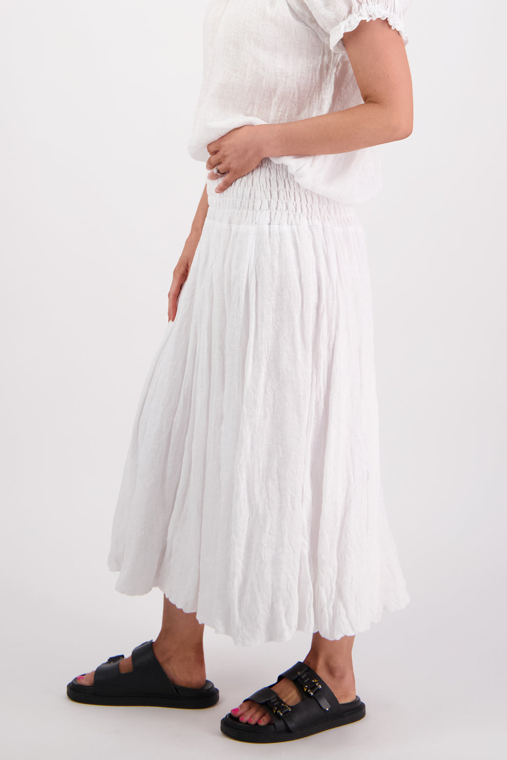 Sarah White Linen Gauze Skirt