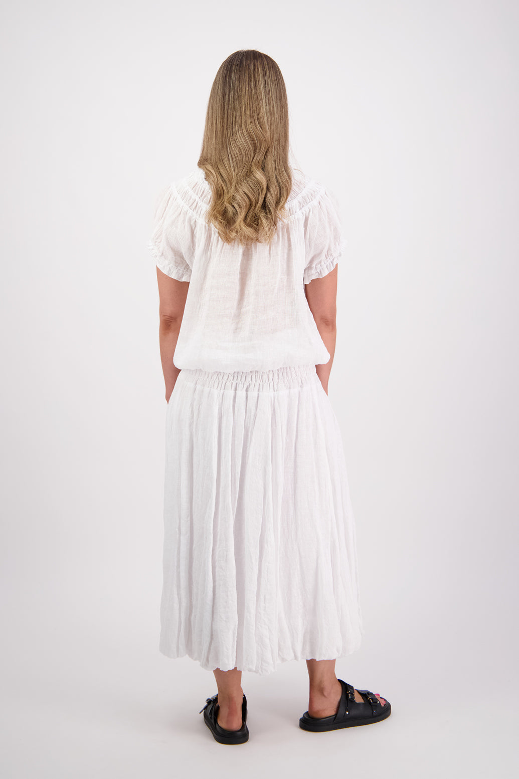 Sarah White Linen Gauze Skirt