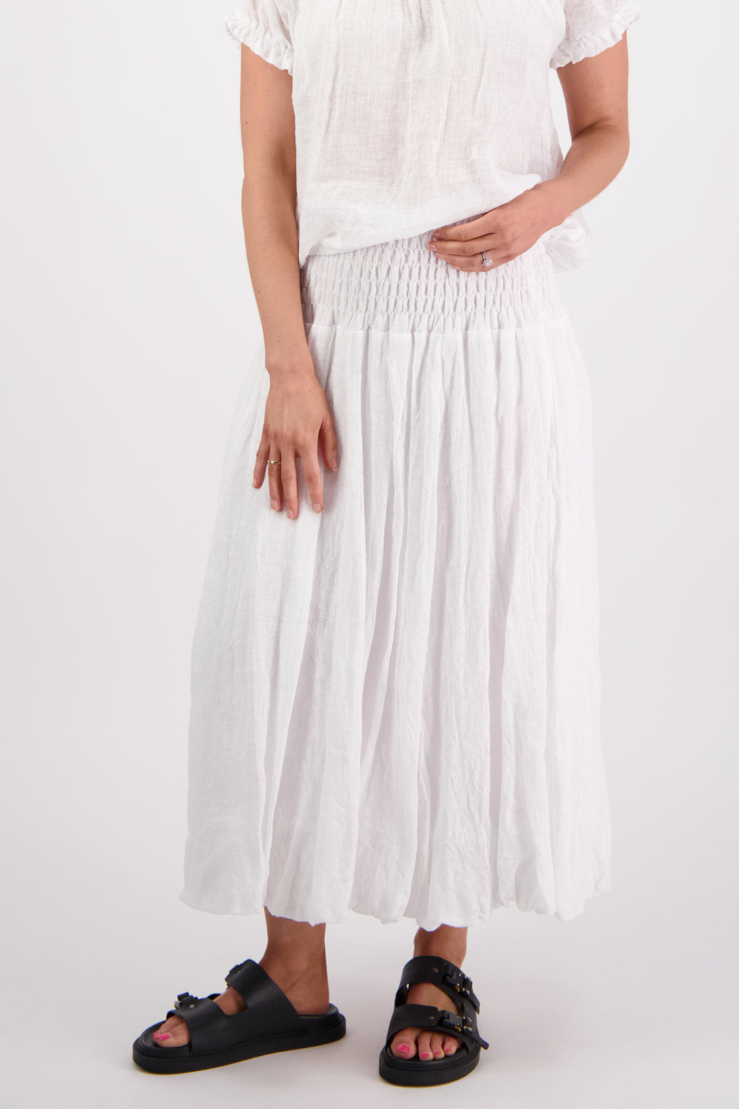 Sarah White Linen Gauze Skirt