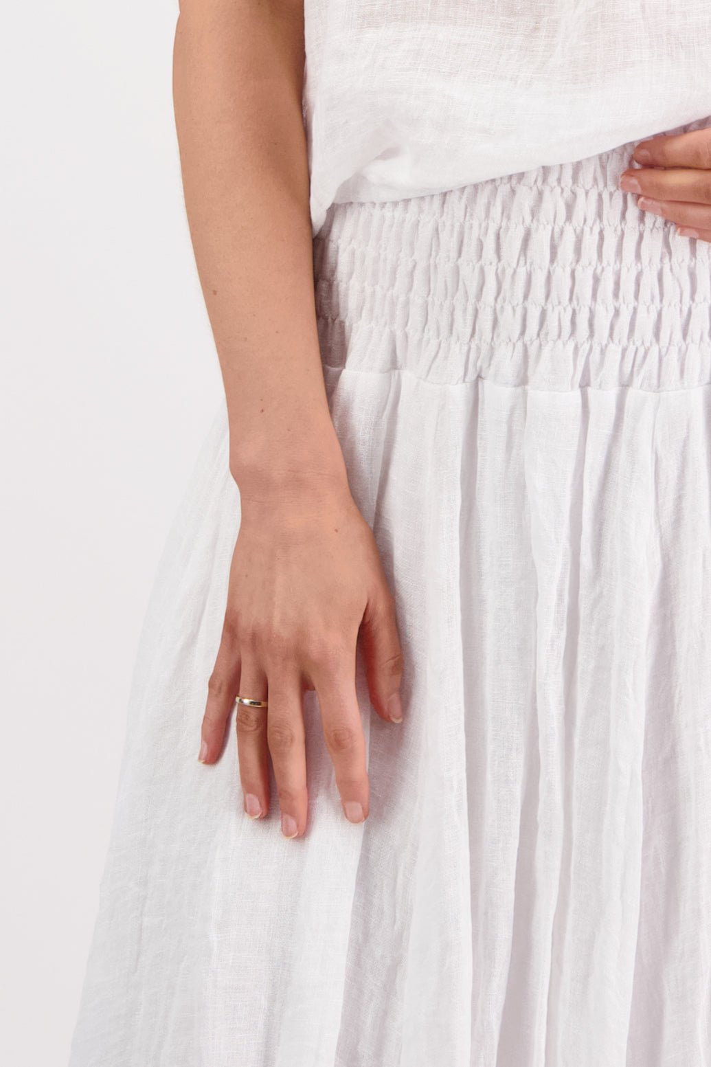 Sarah White Linen Gauze Skirt