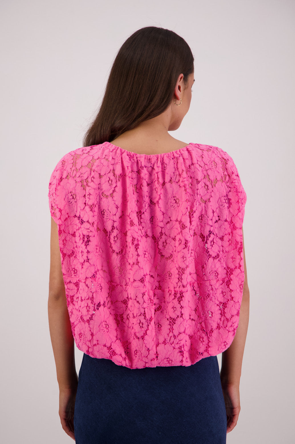 Back view Briarwood Scarlett Pink Lace Top.