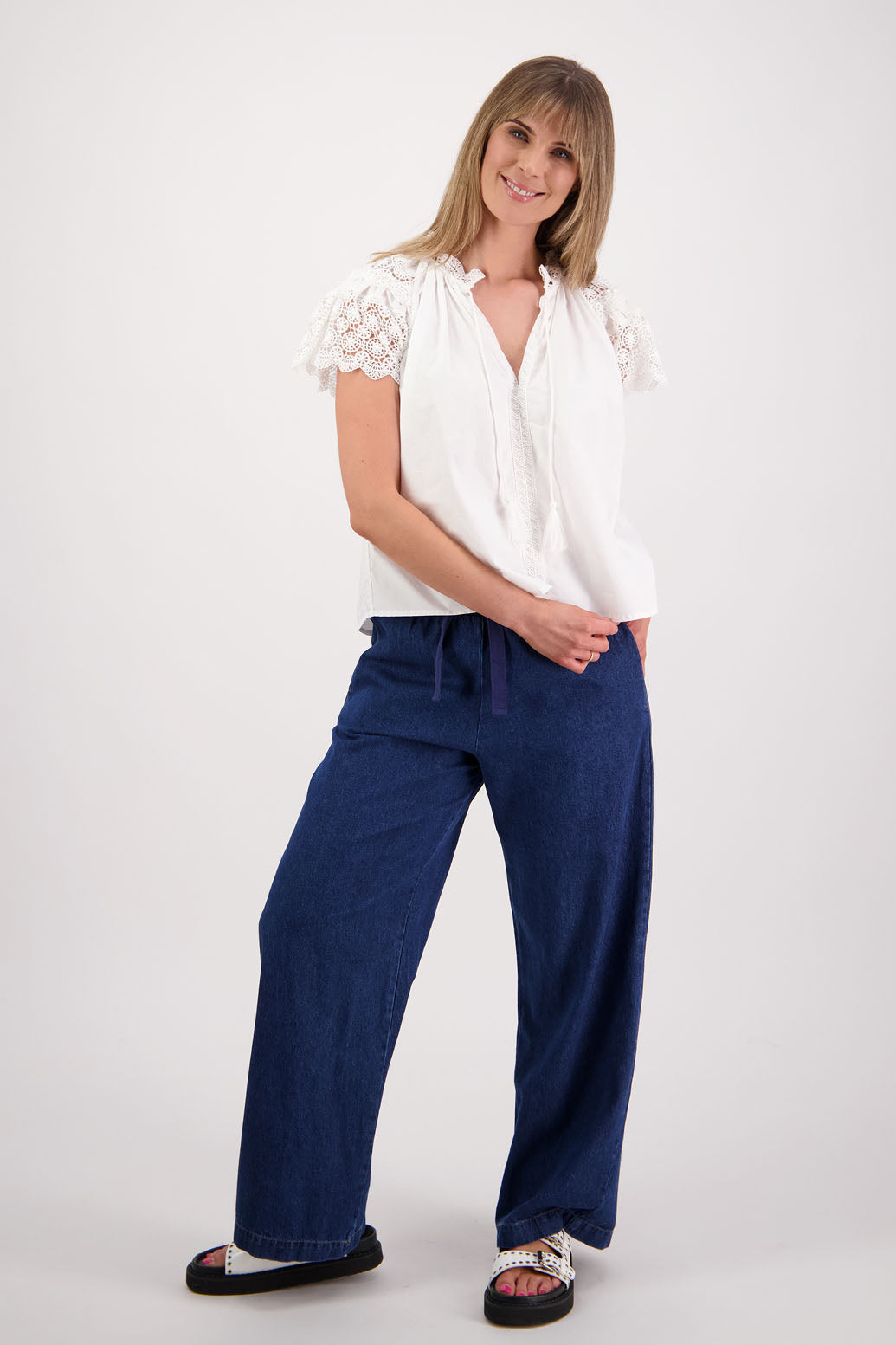 Sebbie White Cotton Poplin Top