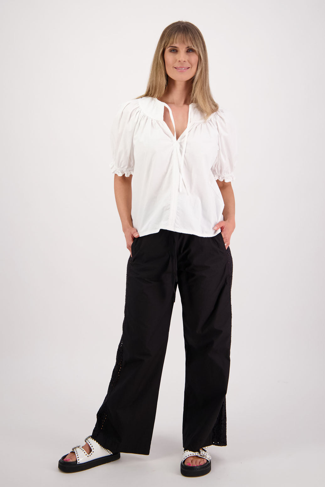 Selma White Cotton Poplin Top