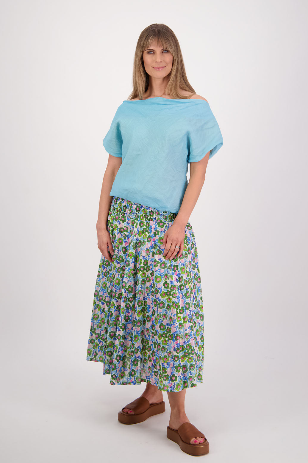 Sissy Aqua Ramie Top
