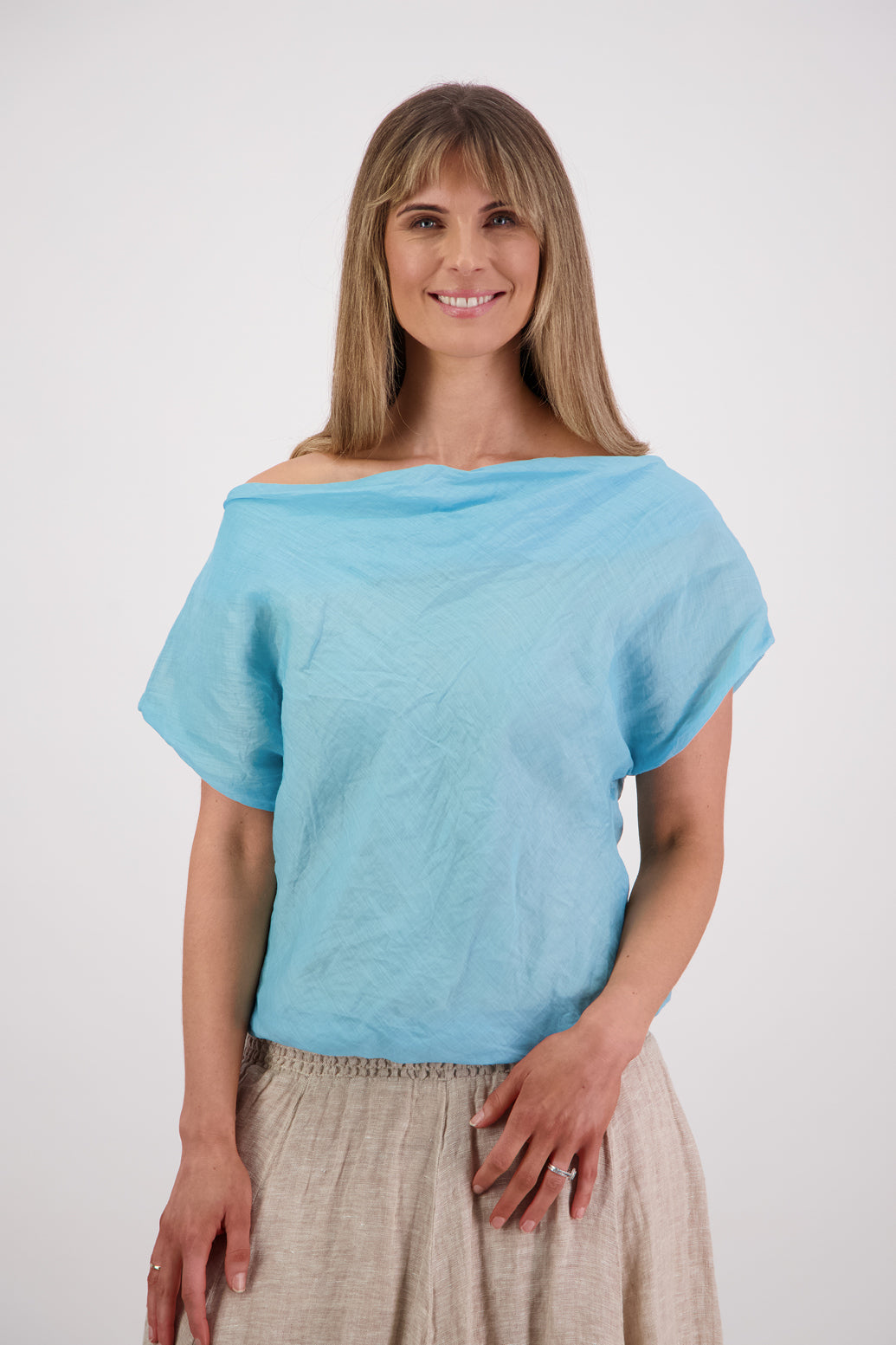 Sissy Aqua Ramie Top