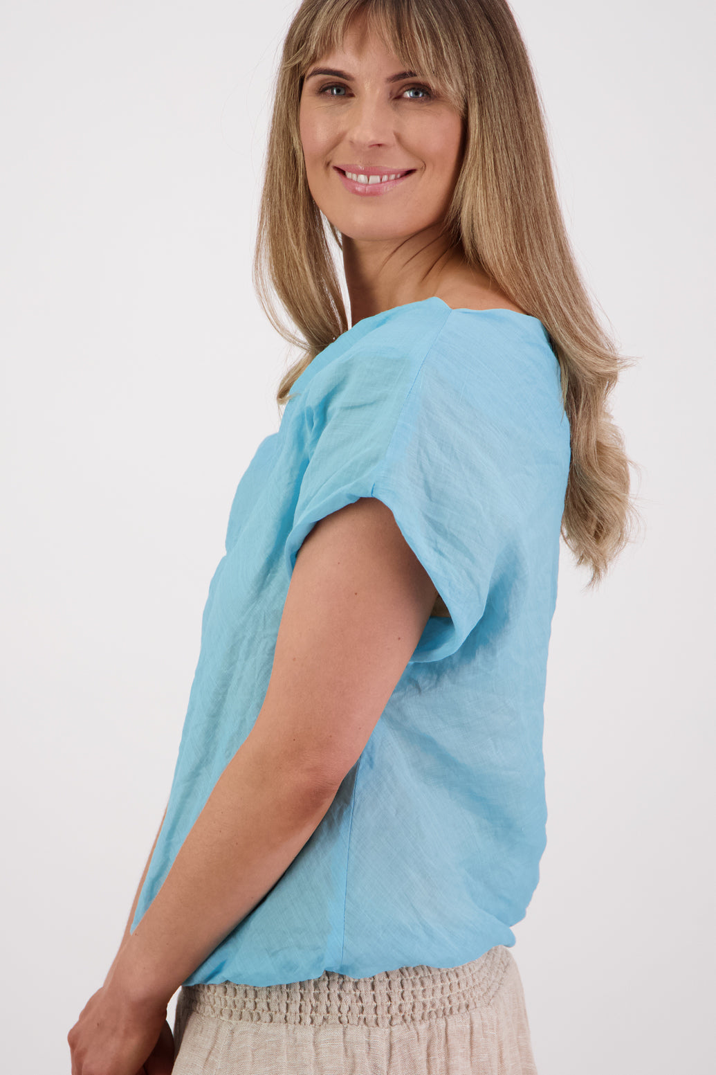 Sissy Aqua Ramie Top