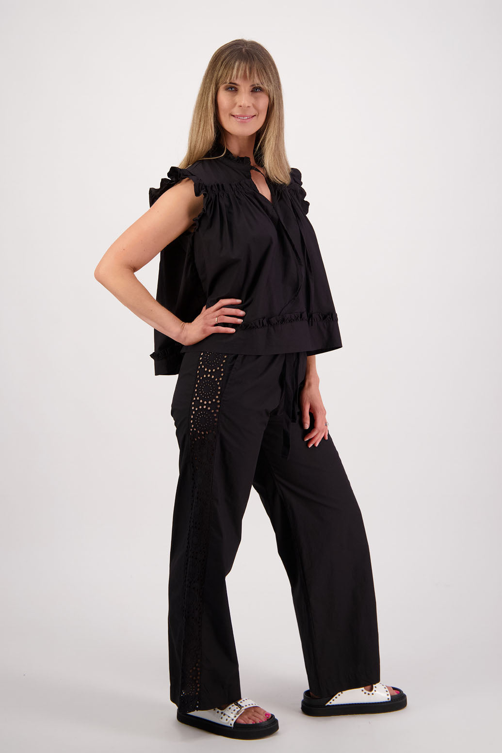 Skye Black Cotton Poplin Top