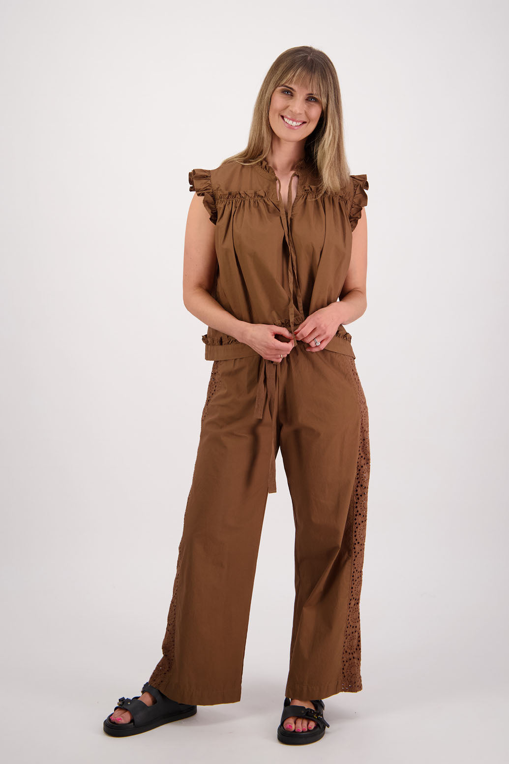 Skye Tan Cotton Poplin Top