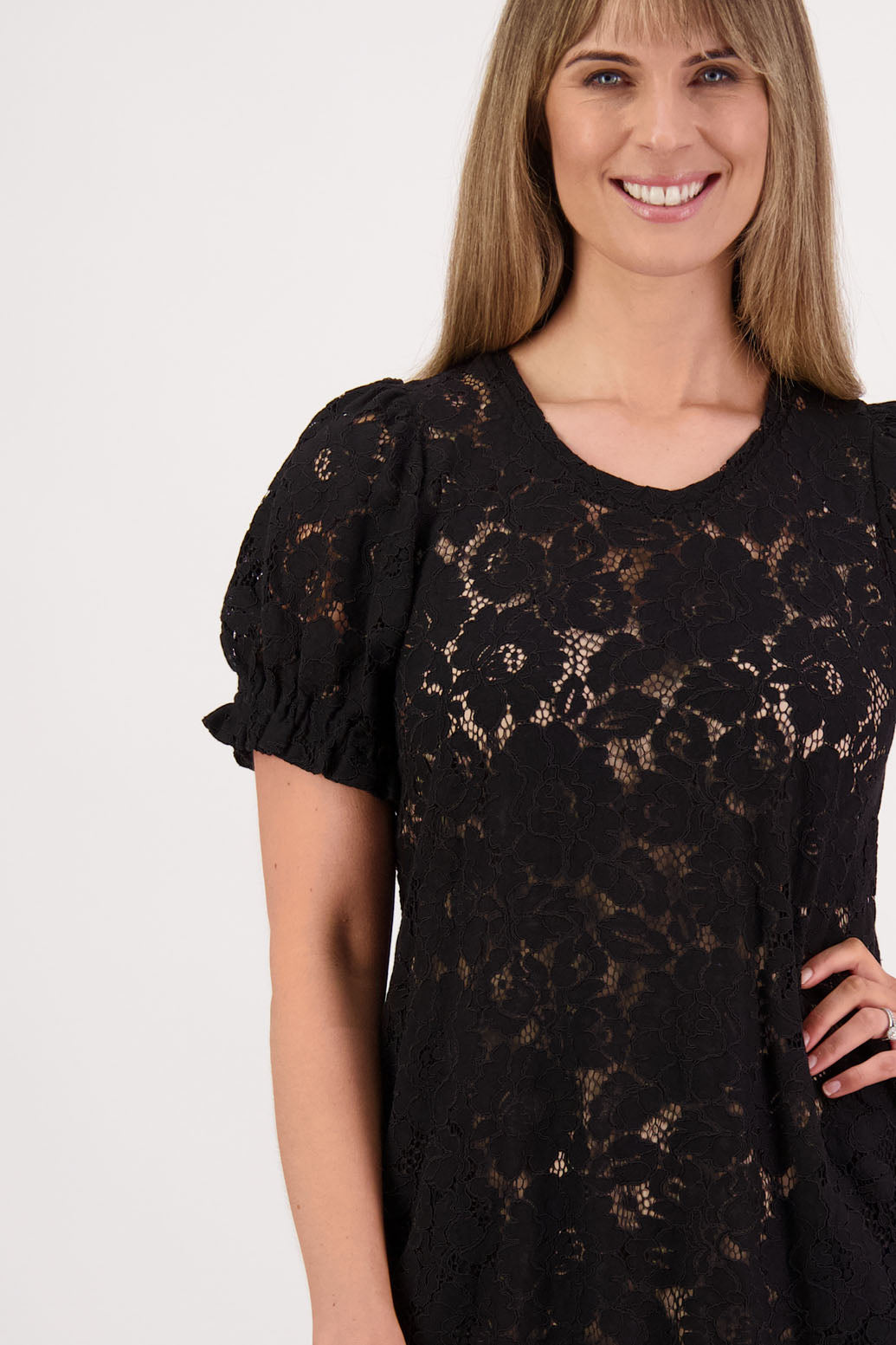 Briarwood NZ, Black Lace Maxi Dress with Side Split. Sylvia.