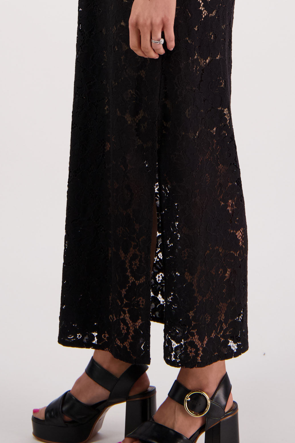 Briarwood NZ, Black Lace Maxi Dress with Side Split. Sylvia.