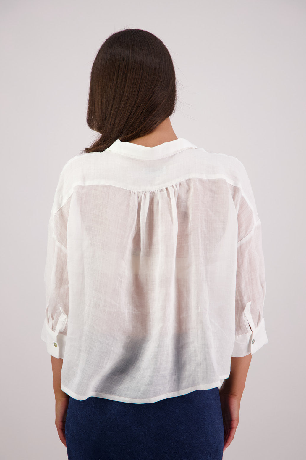 Back view Briarwood Taj Shirt in White.