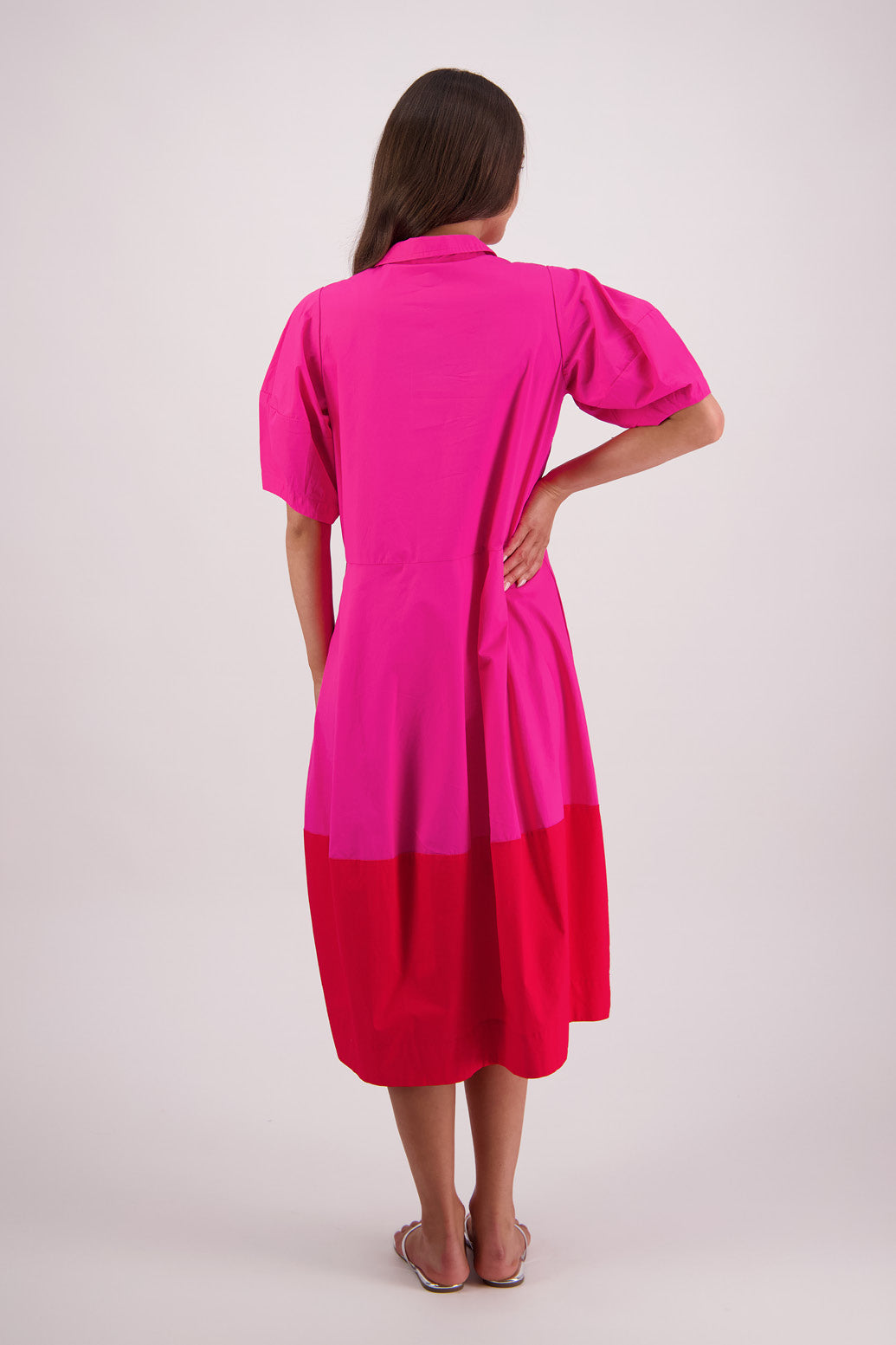 Back view Briarwood Tamsin Dress in Pink & Red.