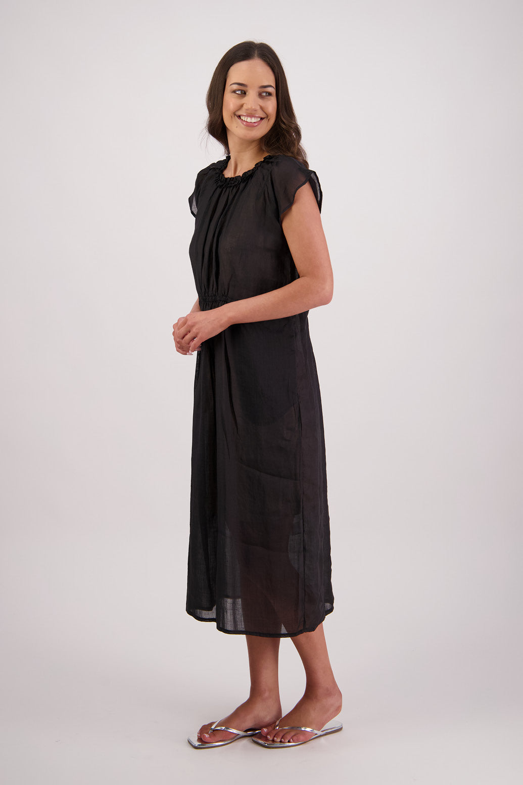 Tawny Black Ramie Dress