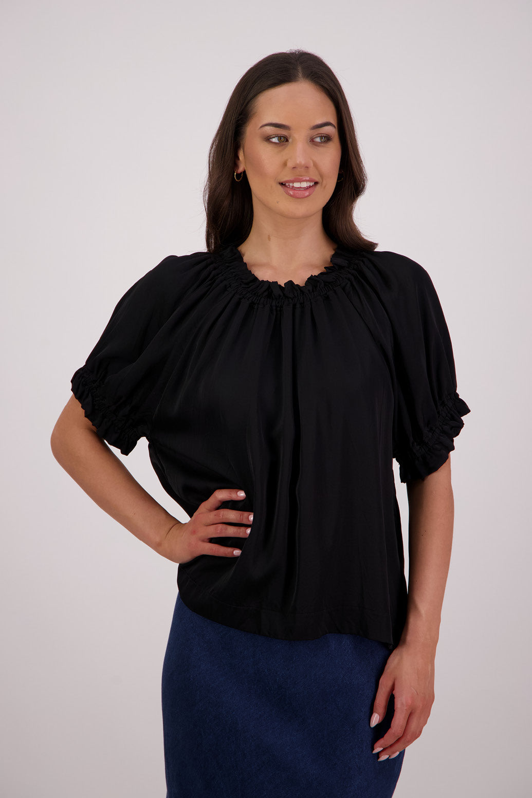 Briarwood Teddy top in black, 100% Viscose.