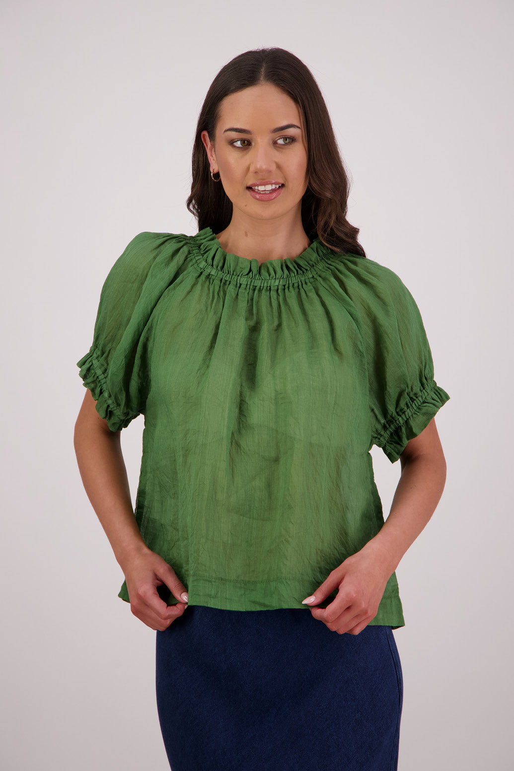 Briarwood Teddy Top in Green, 100% Ramie.