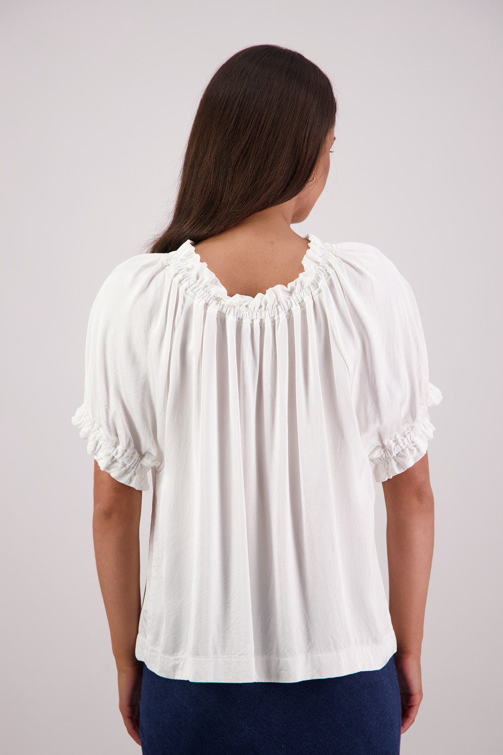 Back view Briarwood Teddy top in ivory.
