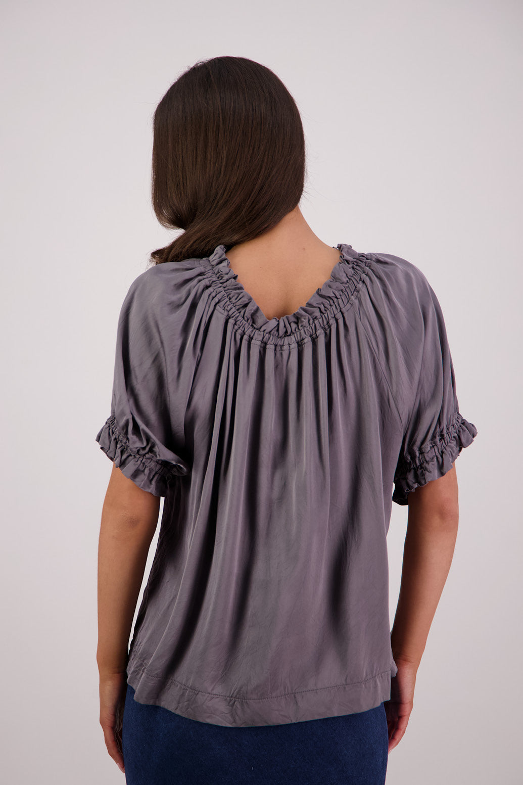 Back view Briarwood Teddy top in silver.